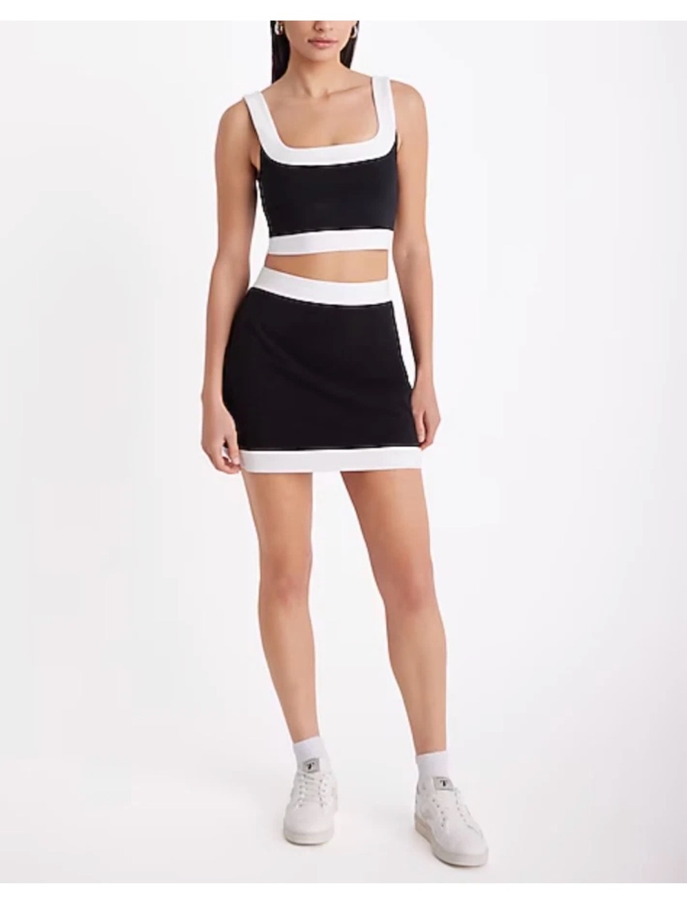 Express Black Mini Skirt with White Trim